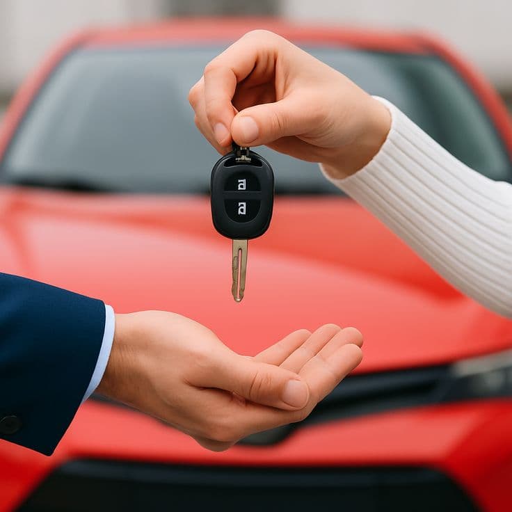 Car key handover after a successful sale