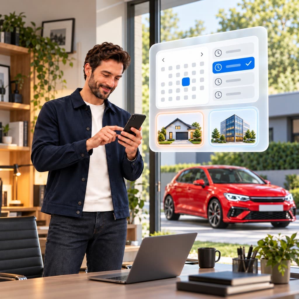 Customer booking a home or workplace visit on their phone