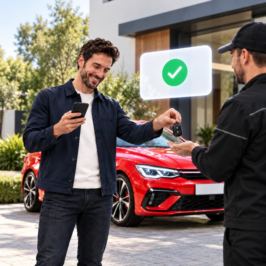 Customer paid and handing over the car keys