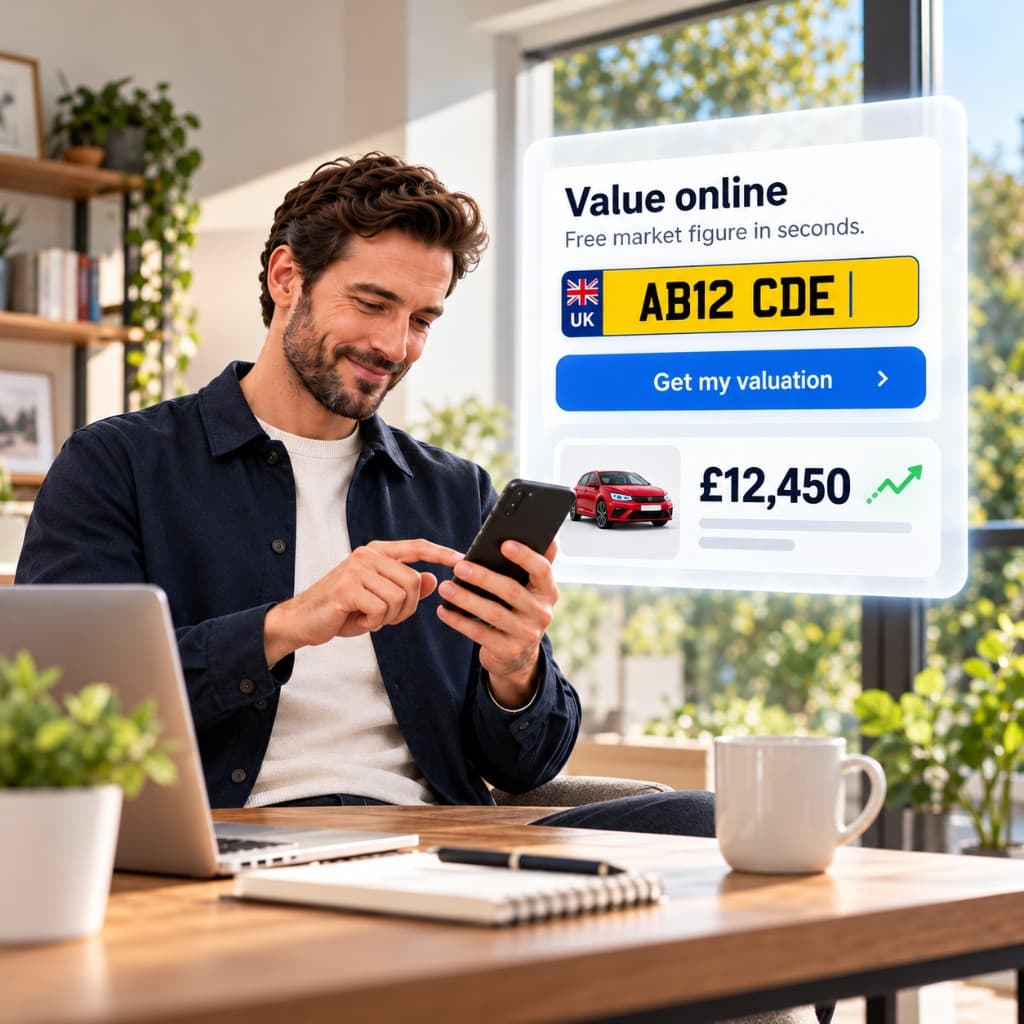 Customer getting an online car valuation on their phone